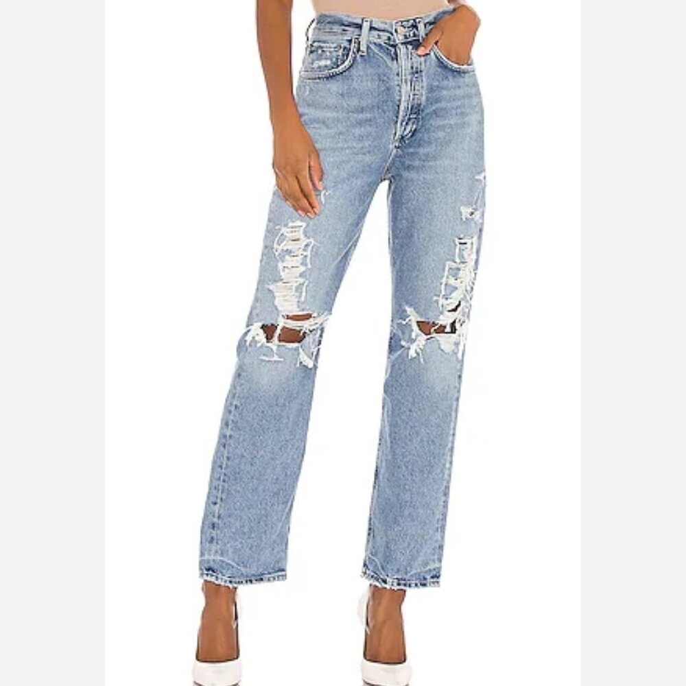 Agolde 90's Mid Rise Loose Fit Straight Leg Denim Jeans 100% Organic‎ Cotton 28